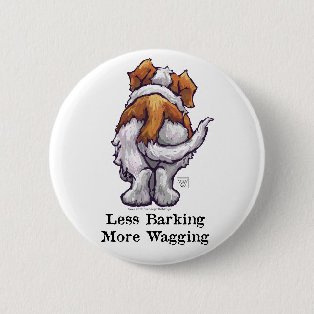 Less Barking, More Wagging 6 Cm Round Badge (Front)