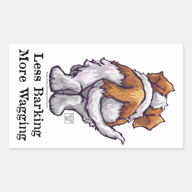 Less Barking, More Wagging Rectangular Sticker (Front)