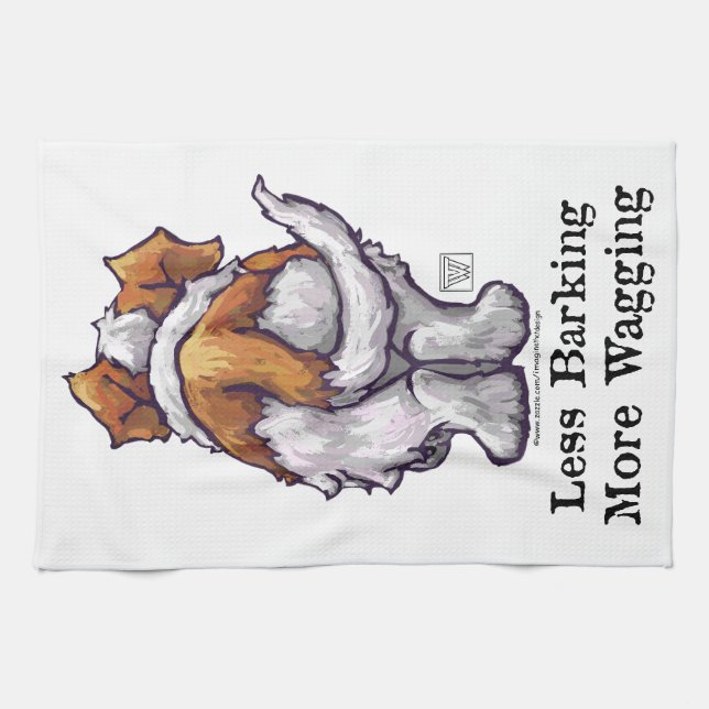 Less Barking, More Wagging Tea Towel (Horizontal)