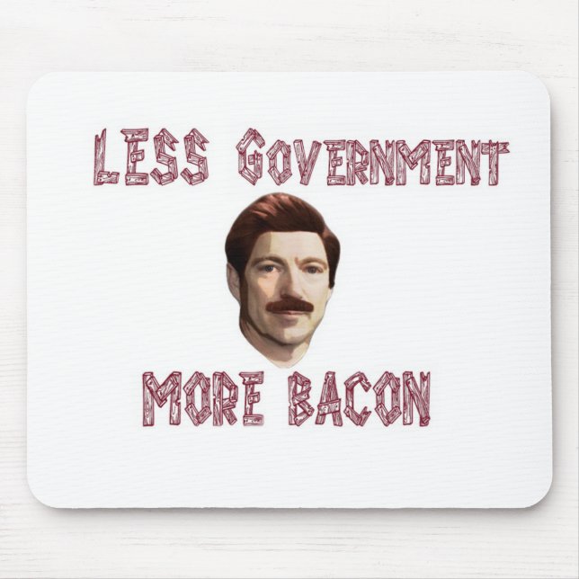 "Less Government More Bacon" Rand/Swanson Mousepad (Front)