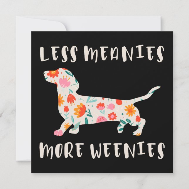 Less meanies more weenies invitation (Front)