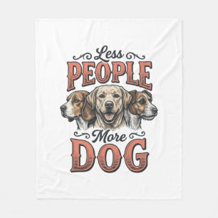 Less People More Dog Vintage Dog Lover Design_1 Fleece Blanket