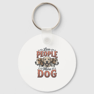 Less People More Dog Vintage Dog Lover Design_1 Key Ring