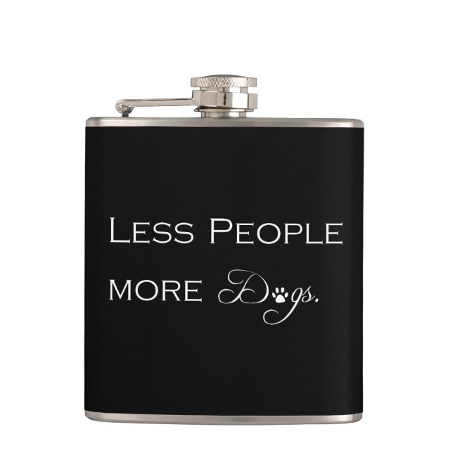 Less People More Dogs Flask (Front)