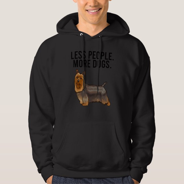 Less People More Dogs Silky Terrier Introvert Hoodie (Front)