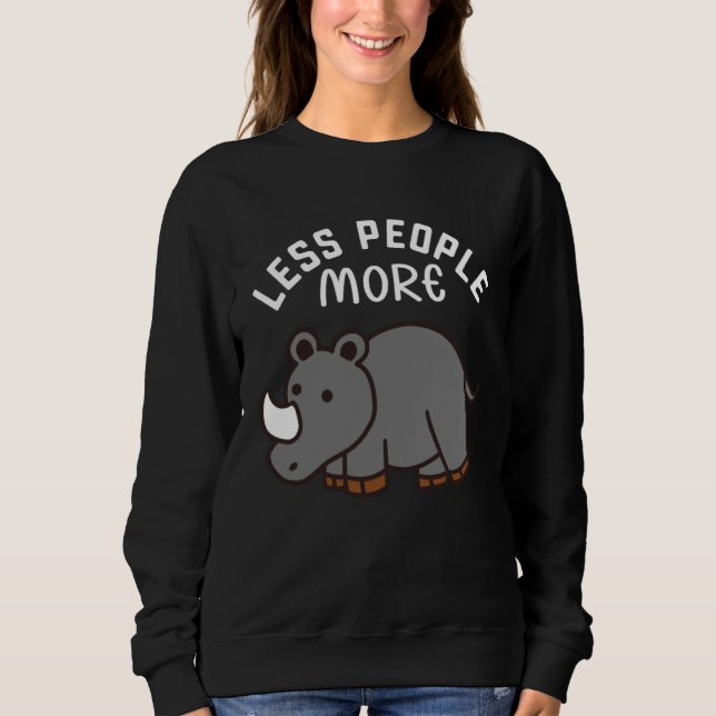 Less People More Rhinos Children Rhino Sweatshirt (Front)