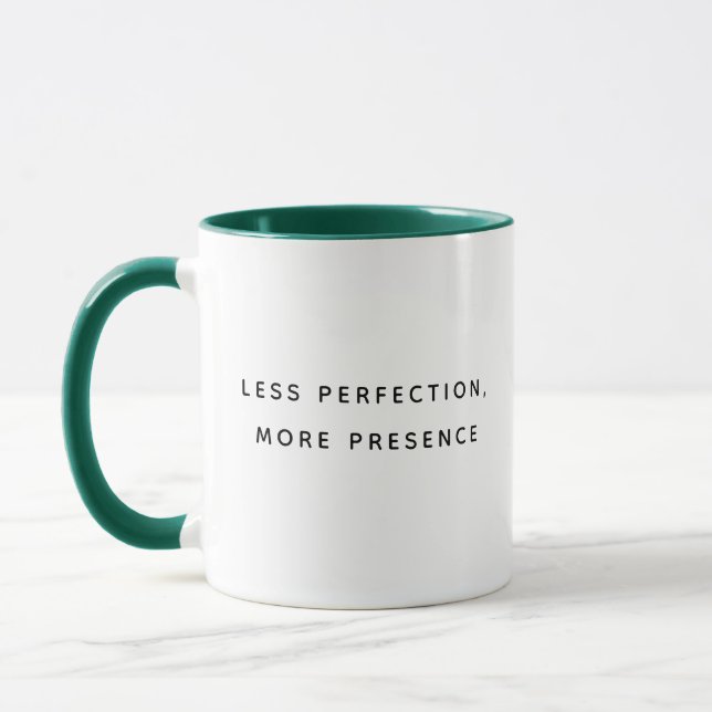 Less Perfection Fun Typography Two-Tone Mug (Left)