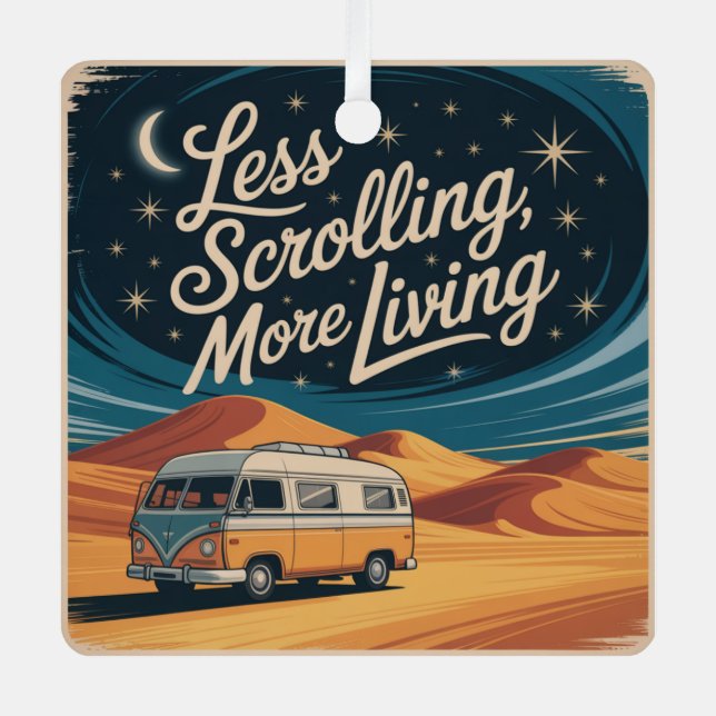 Less Scrolling, More Living Metal Tree Decoration (Front)