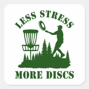 Less Stress More Discs Vintage Disc Golf Square Sticker