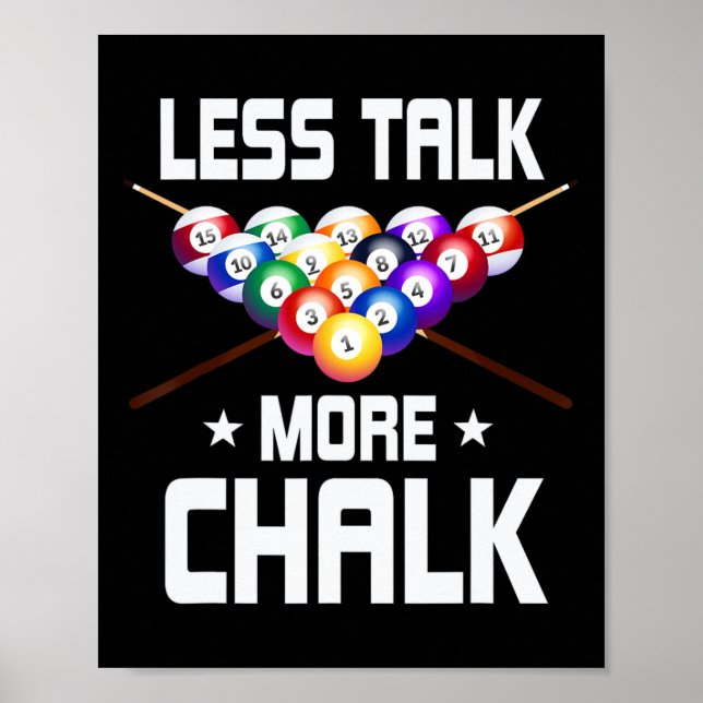 Less Talk More Chalk Pool Snooker Billiard Ll  Poster (Front)