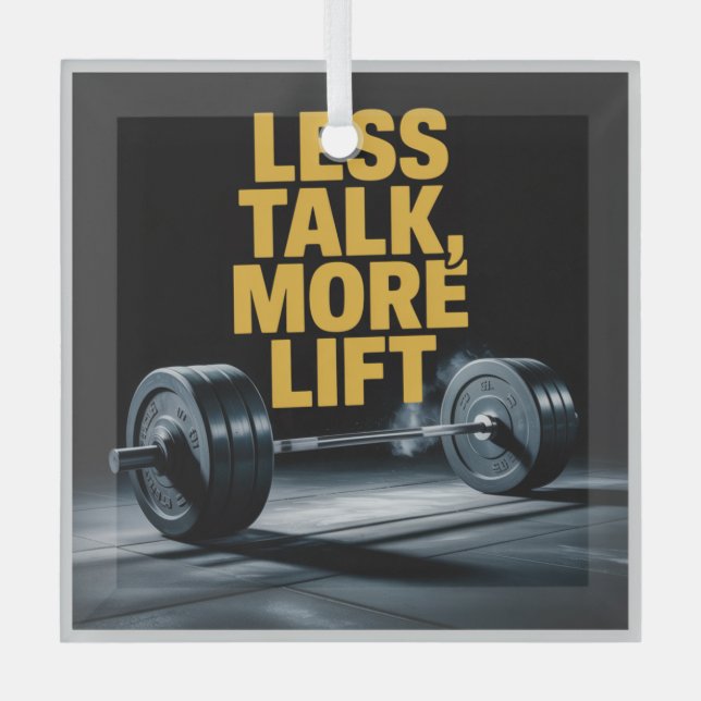 Less Talk, More Lift Glass Tree Decoration (Front)