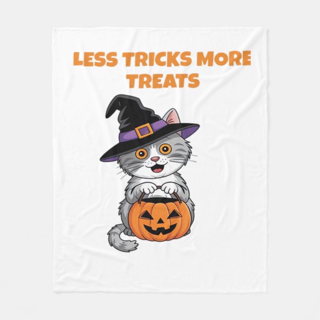 Less Tricks More Treats Halloween Gifts Classic T- Fleece Blanket (Front)