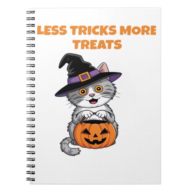 Less Tricks More Treats Halloween Gifts Classic T- Notebook (Front)