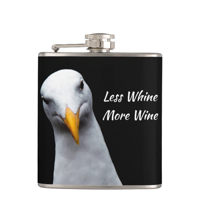 Less Whine More Wine. *Funny Gift* Hip Flask (Front)