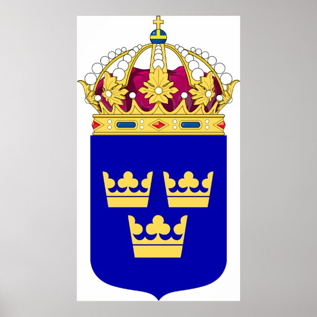 Lesser Coat of Arms Sweden Official Symbol Logo Poster (Front)
