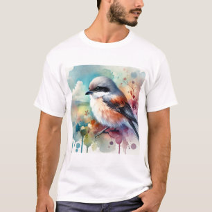 Lesser Grey Shrike 010824AREF131 - Watercolor T-Shirt