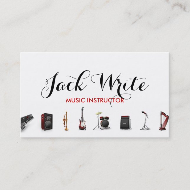 Lessons Instrument Music Instructor Business Card (Front)