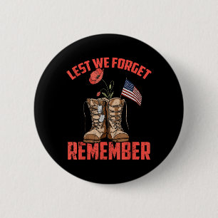 Lest Forget Remember Red Poppy Flower Memorial Day 6 Cm Round Badge