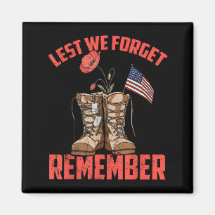 Lest Forget Remember Red Poppy Flower Memorial Day Magnet