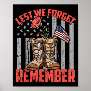 Lest Forget Remember The Fallen Red Poppy Memorial Poster
