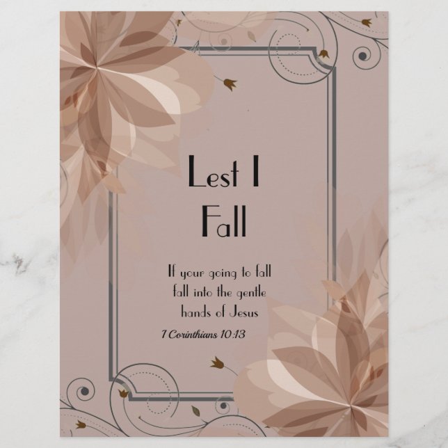 Lest I Fall Poem Personalised Paper (Front)