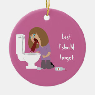 Lest I Should Forget Vomiting Sobriety Date Ceramic Tree Decoration