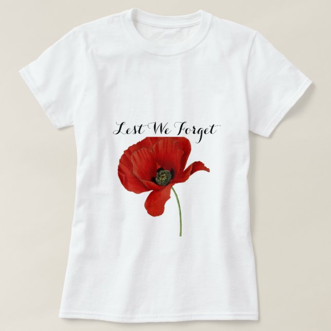 Lest We Forget Armistice Day Remembrance Poppy T-Shirt (Design Front)