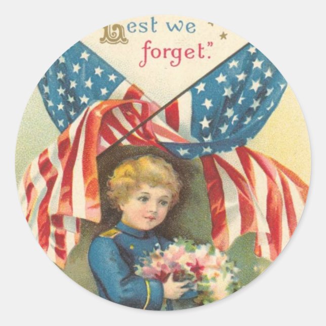 Lest We Forget Memorial Day Classic Round Sticker (Front)