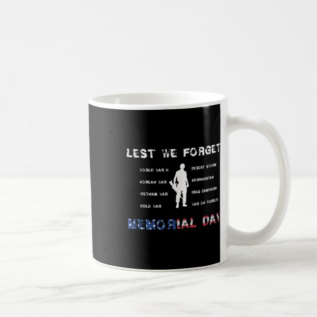 Lest We Forget Memorial Day Us Soldier Veterans  Coffee Mug (Right)