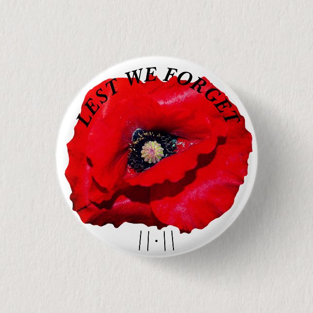 LEST WE FORGET POPPY NOVEMBER 11TH white 3 Cm Round Badge (Front)