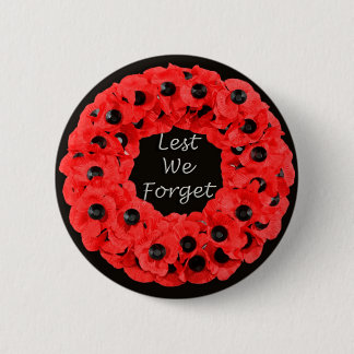 Lest We Forget (Poppy Wreath) 6 Cm Round Badge