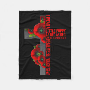 Lest We Forget Red Poppy Flower Usa Memorial Fleece Blanket