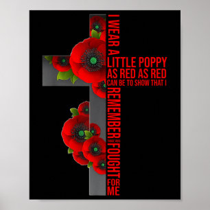 Lest We Forget Red Poppy Flower Usa Memorial Poster