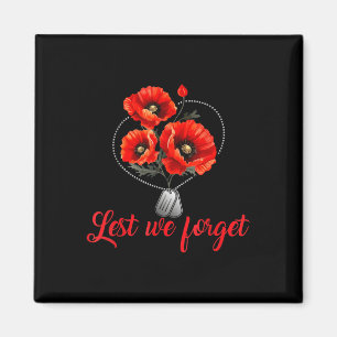 Lest We Forget Red Poppy Flower Usa Veterans Magnet