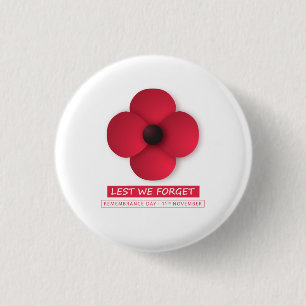 Lest We Forget / Remembrance Day 3 Cm Round Badge