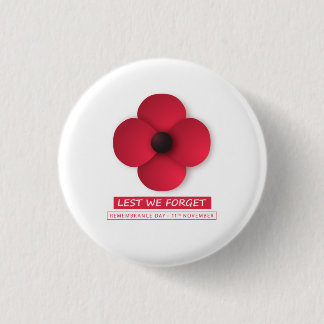  Lest We Forget / Remembrance Day  3 Cm Round Badge