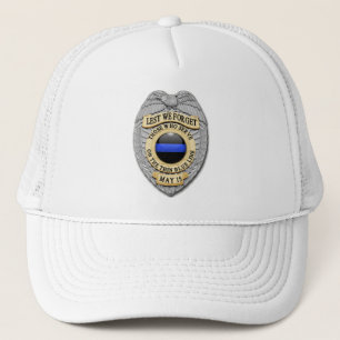 Lest We Forget - The Thin Blue Line Badge Trucker Hat