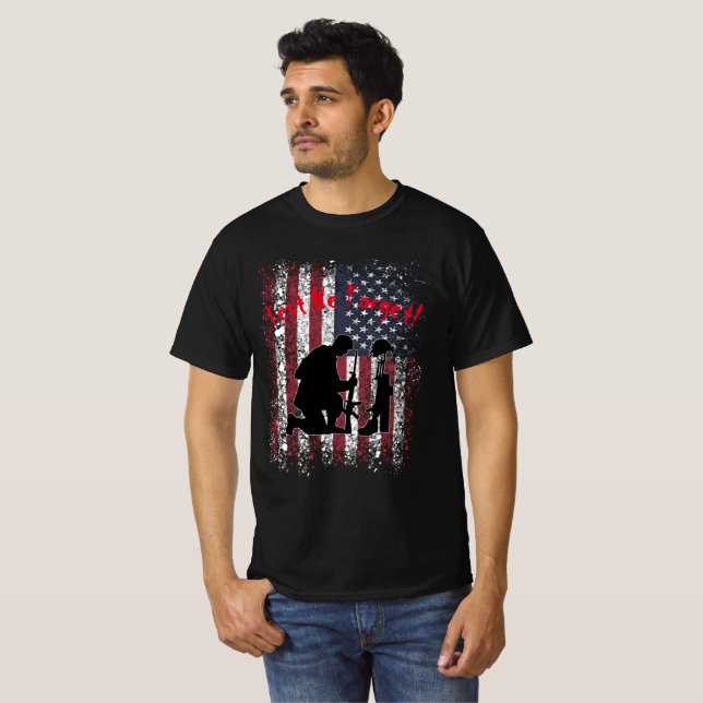 Lest We Forget Veterans Day Stars And Stripes T-Shirt (Front Full)