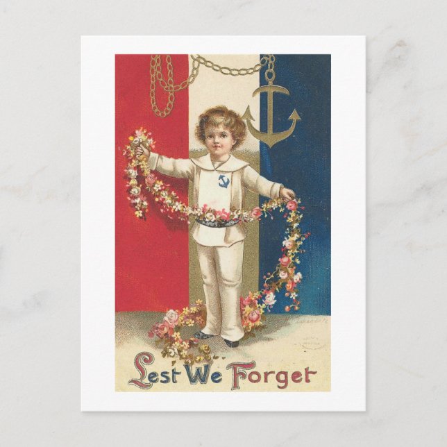 Lest We Forget Vintage Americana Postcard (Front)
