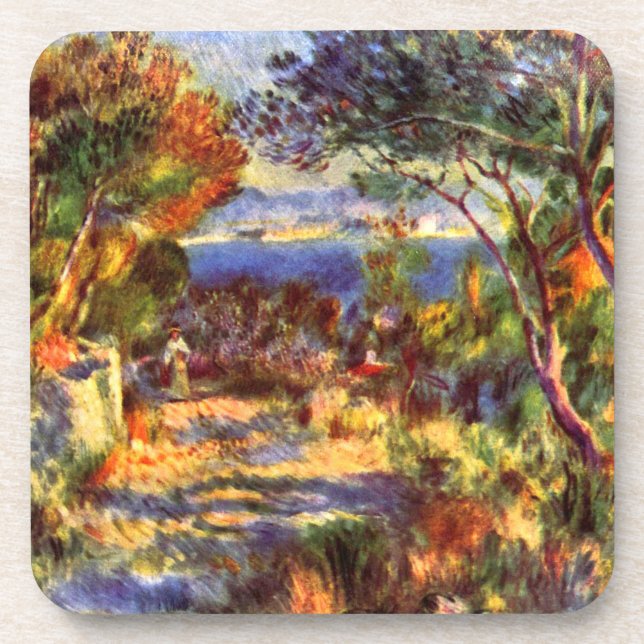 L'Estaque by Pierre Renoir, Vintage Impressionism Coaster (Front)