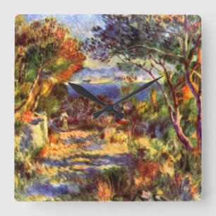L'Estaque by Pierre Renoir, Vintage Impressionism Square Wall Clock