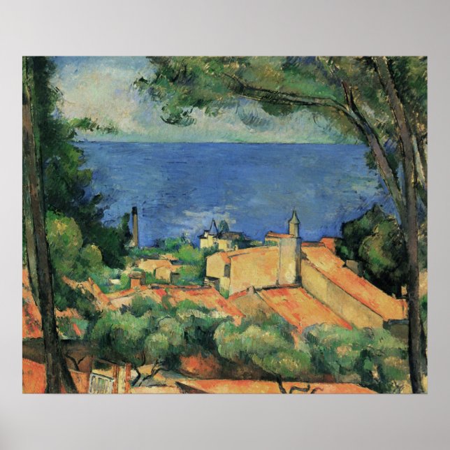 L'Estaque With Red Roofs - Paul Cezanne - c1883 Poster (Front)