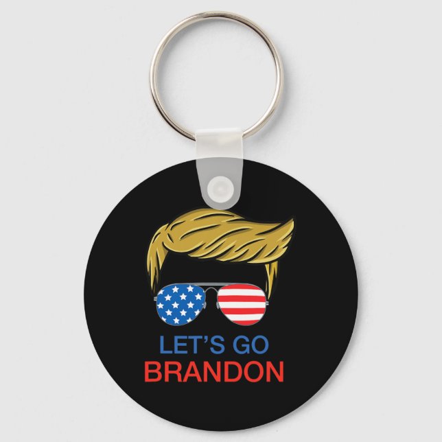 Let#39;s Go Brandon Chant Funny Biden Political Tr Key Ring (Front)