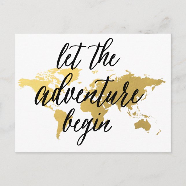 Let adventure begin Graduation Postcard world map (Front)
