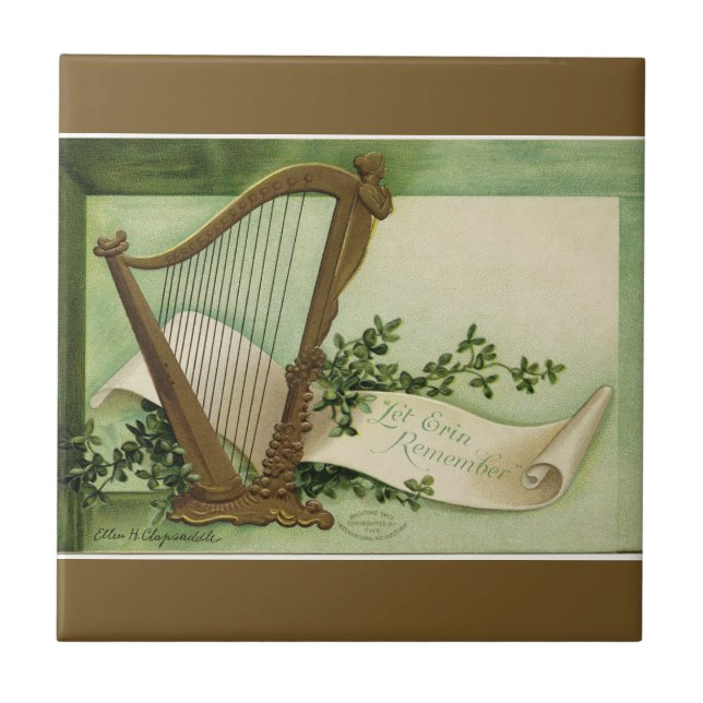 Let Erin Remember St. Patrick's Day Gold Ceramic Tile (Front)