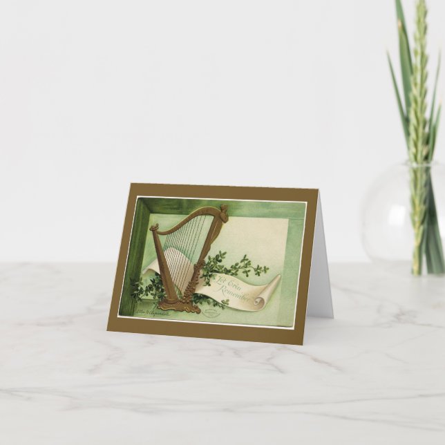 Let Erin Remember St. Patrick's Day Gold Note Card (Front)