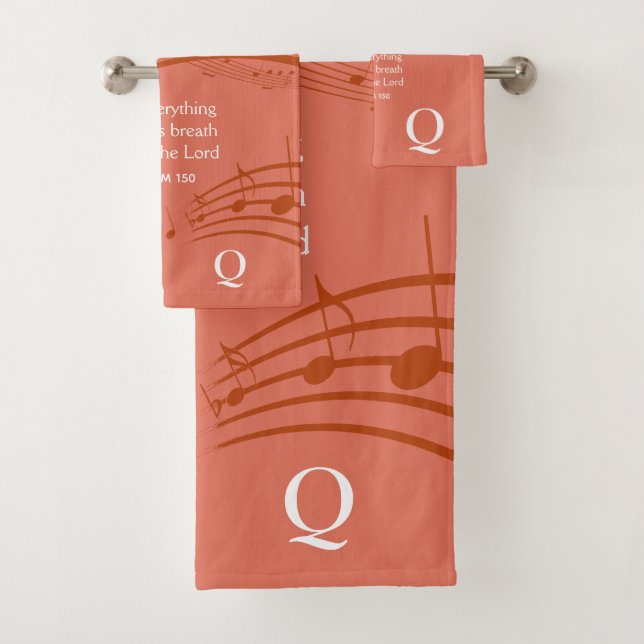 LET EVERYTHING THAT HAS BREATH Music Monogram Bath Towel Set (Insitu)