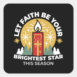 Let Faith Be Your Brightest Star Candle Art Square Sticker