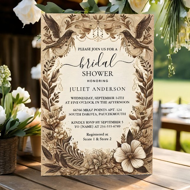 Let Fall Wood Paperie Recycled Paper Bridal Shower Invitation (Creator Uploaded)