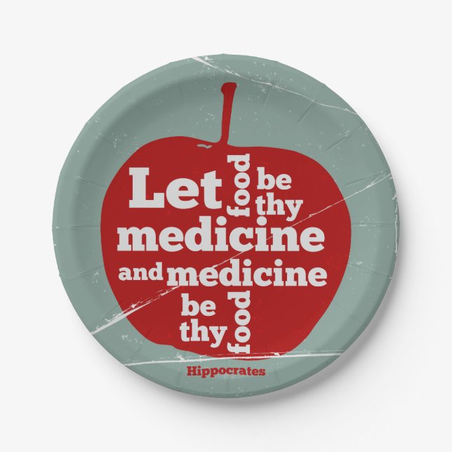 Let food be by medicine Hippocrates quote Paper Plate (Front)